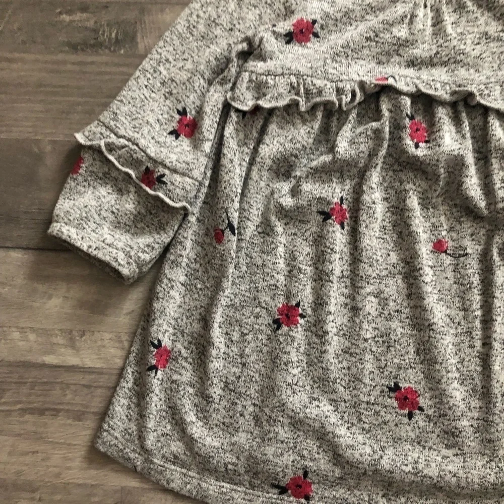 Baby Gap Gray Marble Floral Ruffle Dress